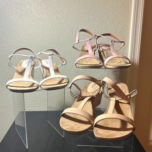 3-Pairs of Style and Co Women's Wedge Sandal in Size 12N (Taupe, Pink and White)